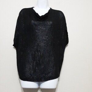 Vince sweater top women XS open knit black shiny pull on casual event lagenlook